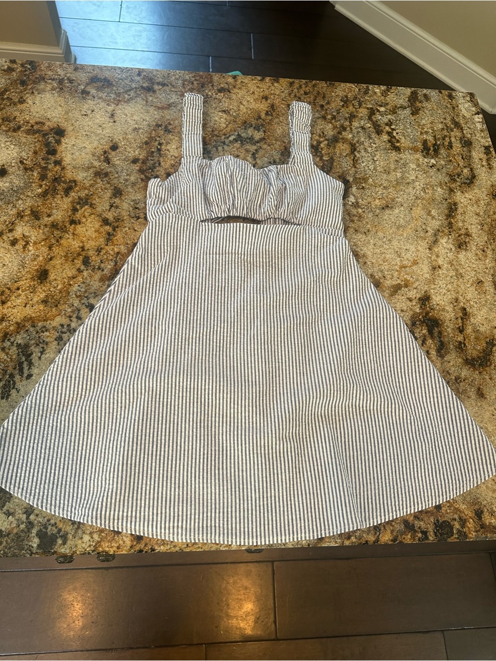 Altar'd State Blue and White Striped Girls' Sundress with Front Cutout
